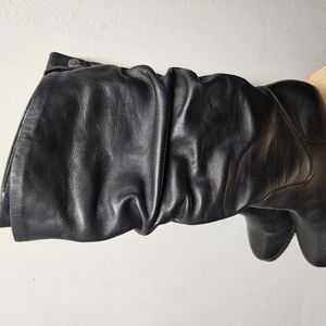 Black Leather Knee-High Boots